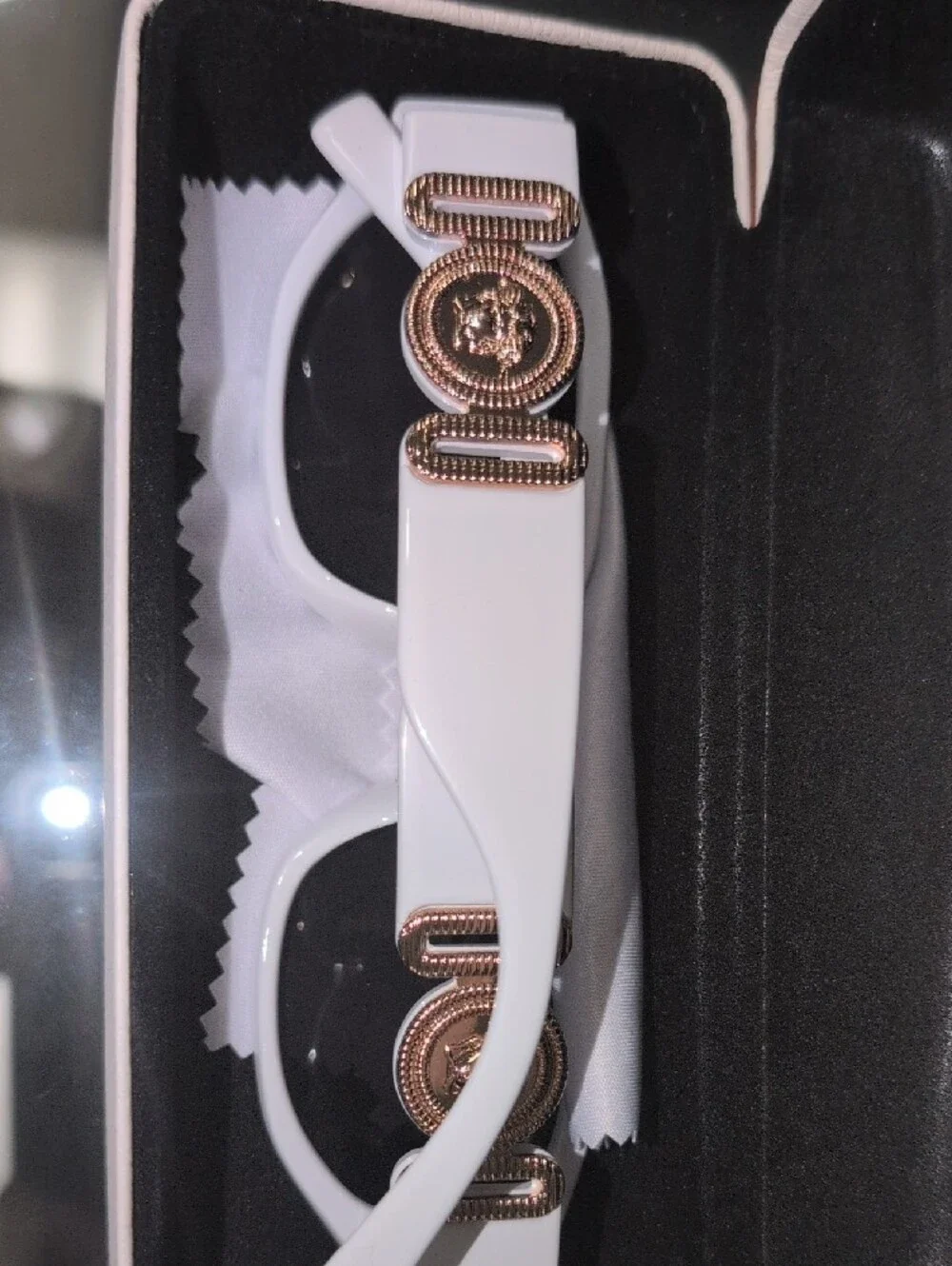 Authentic Brand New Versace White Cat-Eye Sunglasses with Gold Medusa Detail
